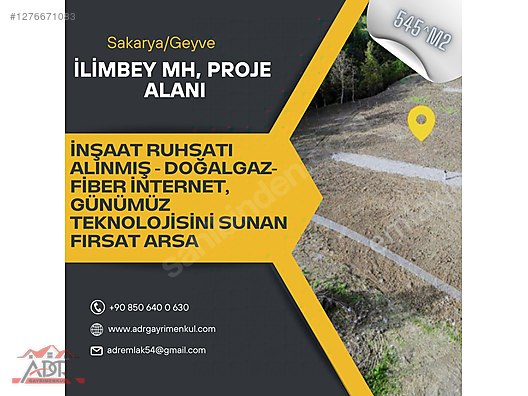 Geyve ilimbey mah.140m2 inşaat ruhsatı alınmış 1.115m2 arsa - Satılık Arsa İlanları sahibinden.com'da