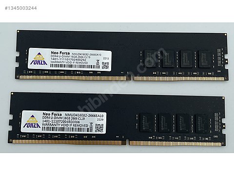 Neo Forza 32GB (2x16GB) DDR4 2666MHz CL19 Masaüstü RAM Seti on