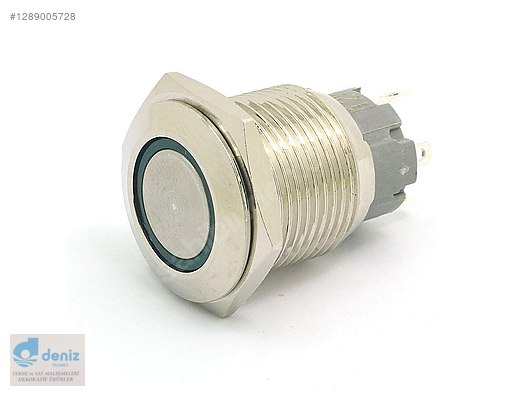 Tekne Kornası Butonu. Krom. Mavi Led Işık. Korna SR14118 (340D