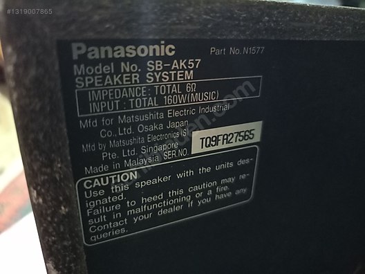 PANASONİC BİR ÇİFT 6-ohm 160 Wat SİSTEM HOPARLÖRÜ JAPON YAPIMI