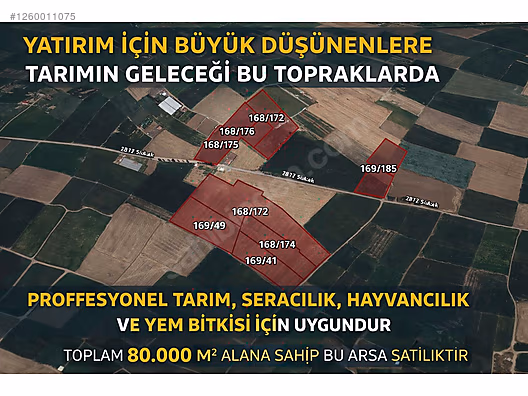 PARK AFYON EMLAKTAN YATIRIM İÇİN BÜYÜK DÜŞÜNENLERE 80000M2 TARLA