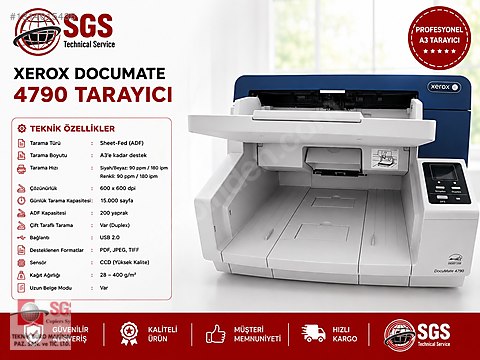 TTRRさん専用② Tarayıcı / Xerox DocuMate 4790 Yüksek Hızlı A3 Doküman Tarayıcı