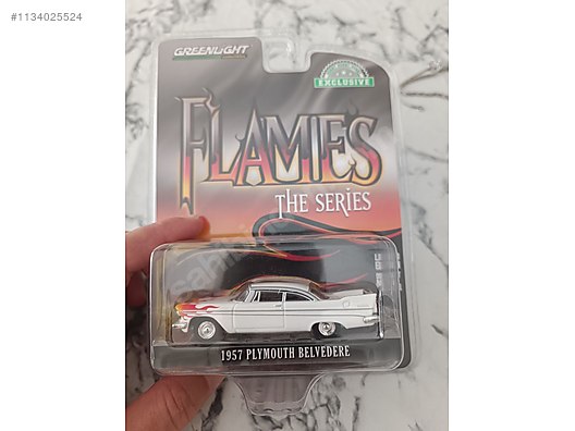 Greenlight Flames The Series- 1957 Plymouth Belvedere White with Flame –  Wish RARE