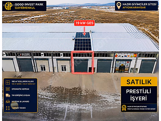 AFYON OSB YANI HAZIR GİYİMCİLER SİT. 19 kW GES'Lİ SATILIK İŞYERİ
