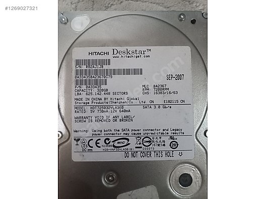 Hıtachı Desktar Tm 320Gb Hardisk Yeni Gibi - Harddisk (Dahili) ve Tüm Masaüstü Bilgisayar Parçaları sahibinden.com'da
