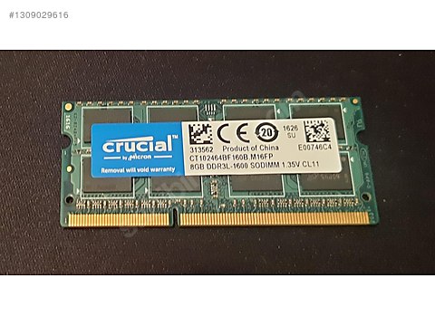 Crucial 8GB DDR3L-1600 SODIMM 1.35V CL11 Ram (Notebook-1600 MHz