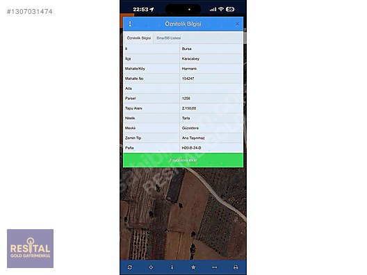 Bursa Mudanya Çamlık Köyünde KAÇIRILMAYACAK YATIRIMLIK TARLA!