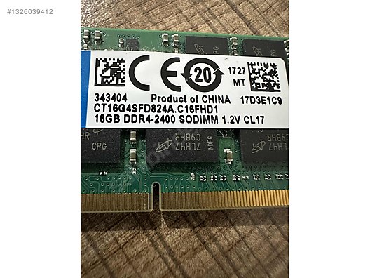Crucial 16GB DDR4 2400MHz SODIMM Laptop RAM (Temiz / Sorunsuz