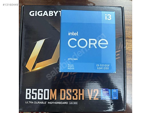 Intel i3 10105F + Gigabyte B560M DS3H V2 Set sahibinden.comda