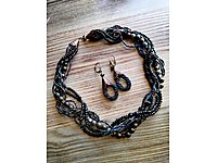 kolye&küpe seti doğal taşlar ile