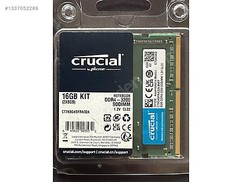 Crucial 16 GB (2x8 GB) DDR4 3200 MHz Laptop RAM CT8G4SFRA32A