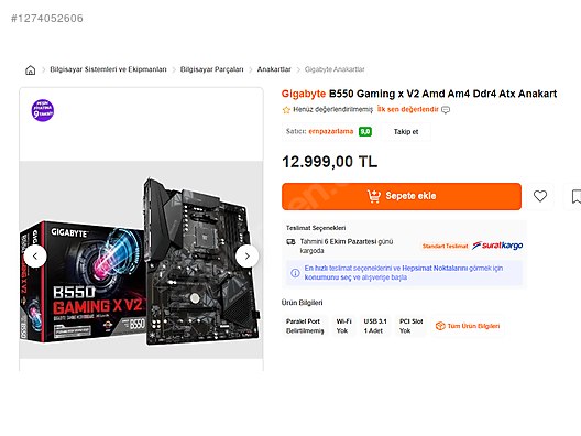 İkinci El ve Sıfır Alışveriş / Bilgisayar / Masaüstü / Donanım / Anakart