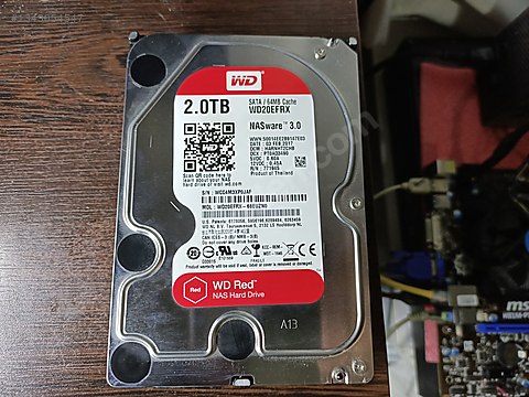 WD RED NASware WD20EFRX 2TB Sata III HDD (%100 Sağlık) sahibinden