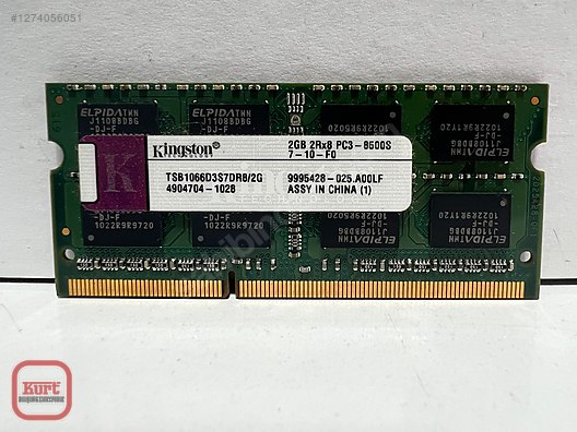 KİNGSTON GB 2RX8 PC3-8500S /1066 MHZ DDR3 LAPTOP RAM at
