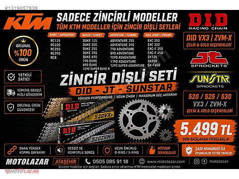 Şanzıman / KTM TÜM MODELLER ZİNCİR DİŞLİ SETİ DID VX3 ZVM-X JT