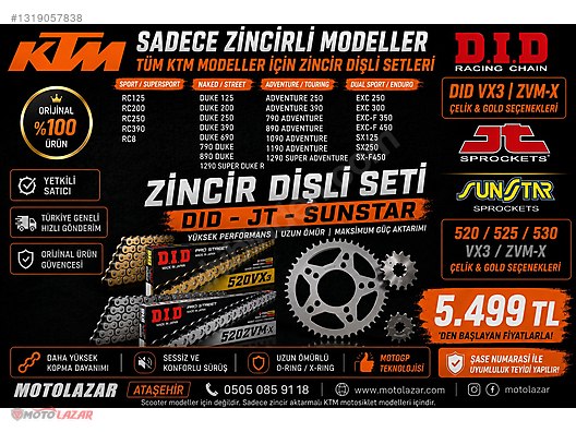 スタンドティー③ Şanzıman / KTM TÜM MODELLER ZİNCİR DİŞLİ SETİ DID VX3 ZVM-X JT