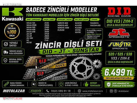 Şanzıman / KAWASAKI TÜM MODELLER ZİNCİR DİŞLİ SETİ DID VX3 ZVM-X