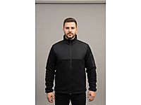 Dik Yaka Garnili Siyah Softshell Polar Ceket Toptan İş Elbisesi