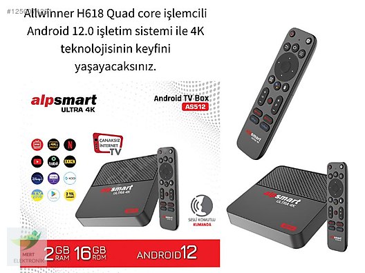 Alpsmart AS-512 ULTRA 4K ANDROID TV BOX 2-16, 2 YILLIK İP TV