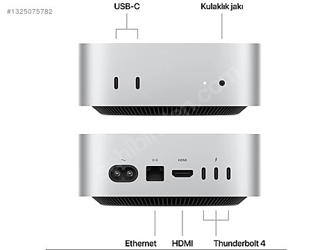Apple / Apple Mac mini M4 çip, 10 çekirdekli CPU 24GB Ram, 512GB