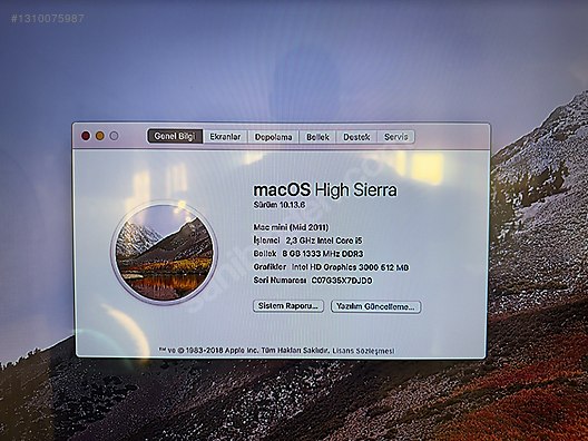 Apple / Apple Mac Mini (Mid 2011) A1347 i5 islemci , 8gb ram