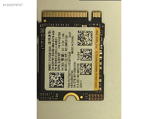 Samsung PM991 / PM991a 512GB (MZ-V9) NVMe sahibinden.comda