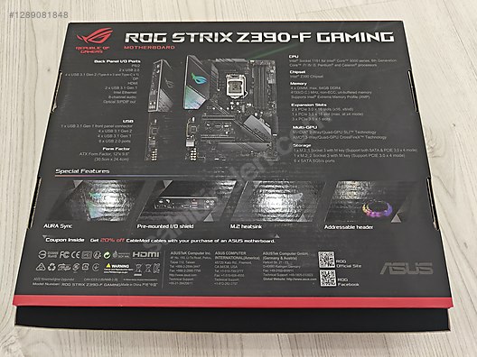 【セット売り】ASUS Z390-F + i7-9700K + 32GB RAM Asus Rog Strix Z390-F / i7-9700k işlemci / G.Skill 32GB Ram on