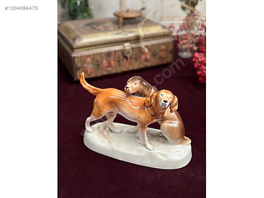アンティーク雑貨  Dux Hunting Dogs Figurine Royal Dux Biblo Av Köpekleri / Royal Dux Hunting Dogs Figurine