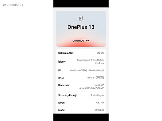 İkinci El ve Sıfır Alışveriş / Cep Telefonu & Aksesuar / Cep Telefonu / OnePlus / 13