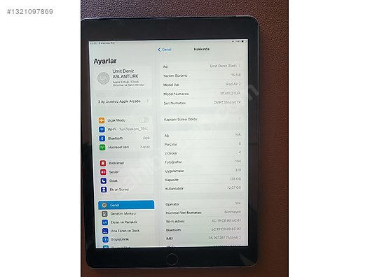 Apple / iPad Air 2 / İpad air 2 A1567. 128 GB DAHİLİ HAFIZA on