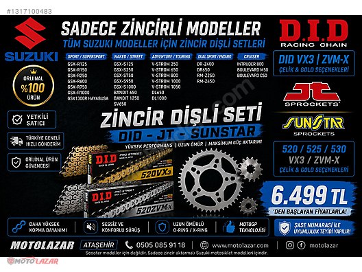 Şanzıman / SUZUKI TÜM MODELLER ZİNCİR DİŞLİ SETİ DID VX3 ZVM-X JT