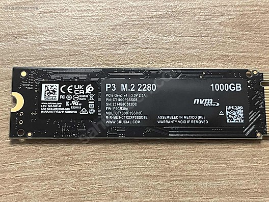 CRUCIAL P3 1 TB 3500/3000 MB/S sahibinden.comda - 1322102118