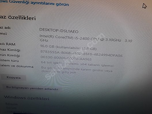 LENOVO İ5-2 CI NESİL İŞLEMCİ+16 GB REM ÇOK TEMİZ - Anakart ve Tüm Masaüstü Bilgisayar Parçaları sahibinden.com'da