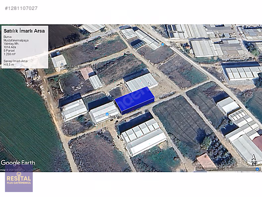 Bursa Mustafakemalpaşa Yalıntaş Mh'de 1258 m² Sanayi İmarlı Arsa #1281107027