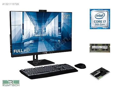 デル i7-9700 M.2 SSD＋4.0TB Win11 Pro 16GB Turbox / İ7 9700 | 16GB DDR4 Ram | 960Gb Sata SSD | 27'' Pivot All