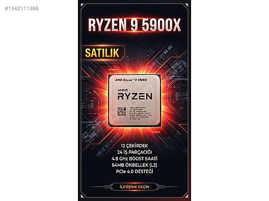 AMD Ryzen 9 5900X - 12 Çekirdek 24 Thread Üst Düzey İşlemci