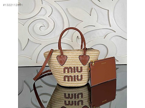 Miu Miu Woven Straw Raffia Tote Bag Small İthal Ürün 16x18 cm