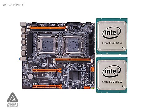 Turbox Xeon E5 2680v2 Çift CPU X79 Çift CPU'lu Anakart Bundle