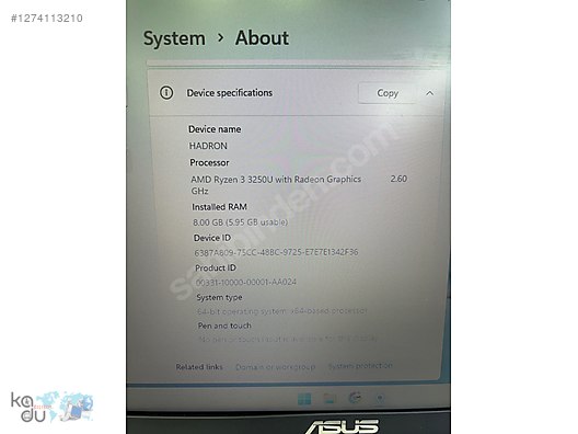 Ryzen 8gb Ram Usable ASUS RYZEN 3250U 8GB RAM 256GB NVME SSD TEMİZ