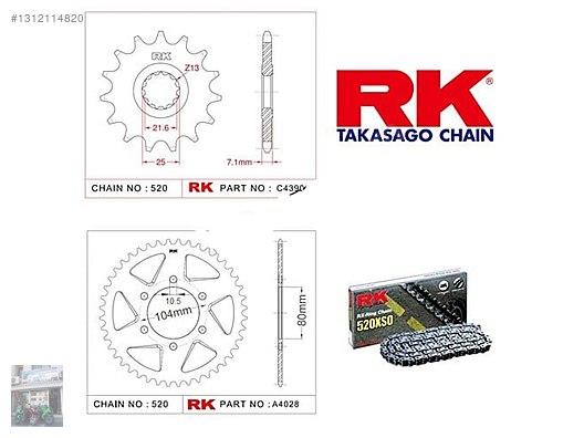 Şanzıman / rk kawasaki zx6 zincir dişli takımı zx6r rk set (2007