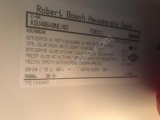 Sahibinden Gumus Rengi Bosch Ksu 40640ne 03 Model Buzdolabi