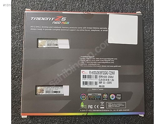 SIFIR GSKILL 64GB (2x32GB) TZ5 Neo RGB DDR5 6000MHz CL36 RAM