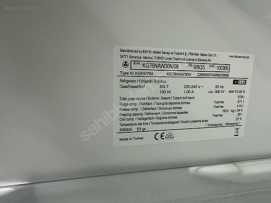 Siemens KG76NAW30N A++ 578 Lt Kombi Tipi Buzdolabı - İkinci El