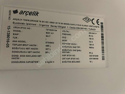 Temiz çalışır vaziyette Arçelik no frost A+ - İkinci El Arçelik
