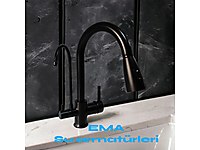 spiralli arıtmalı mutfak bataryası siyah