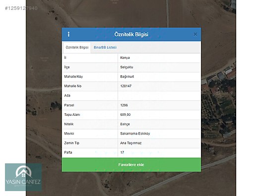 SELÇUKLU BAĞRIKURTDA YATIRIMLIK 689 M2 SATILIK BAHÇE #1259127940