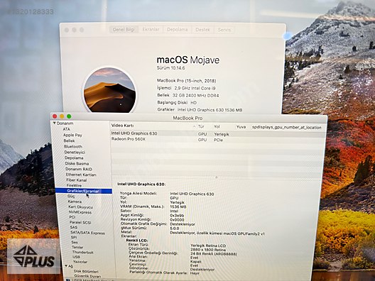 Apple Macbook / 2018 MACBOOK PRO İ9 32GB, 1TB SSD 4GB RADEON PRO