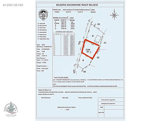 ŞİLE OSMAN KÖYDE RUHSATA UYGUN ARSA #1250135165