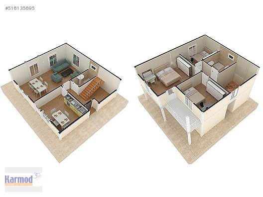 130 m² Beyaz Köşk 3+1 Prefabrik Ev Ankara Prefabrik Karmod