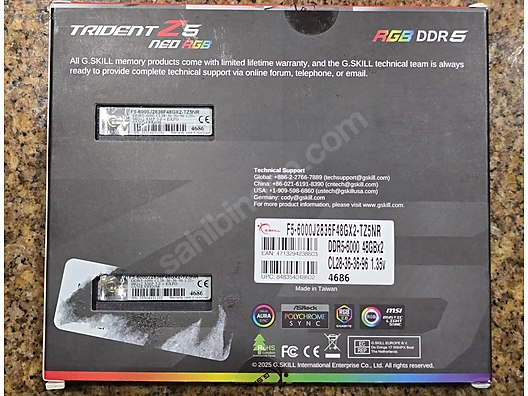 G.SKILL Trident Z5 NEO RGB 96GB 2x48GB 6000MHZ CL28 - GARANTİLİ